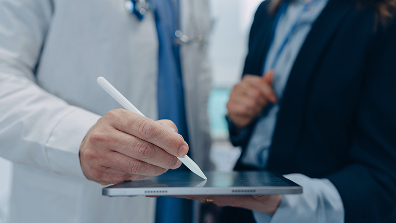person working with patient healthcare data