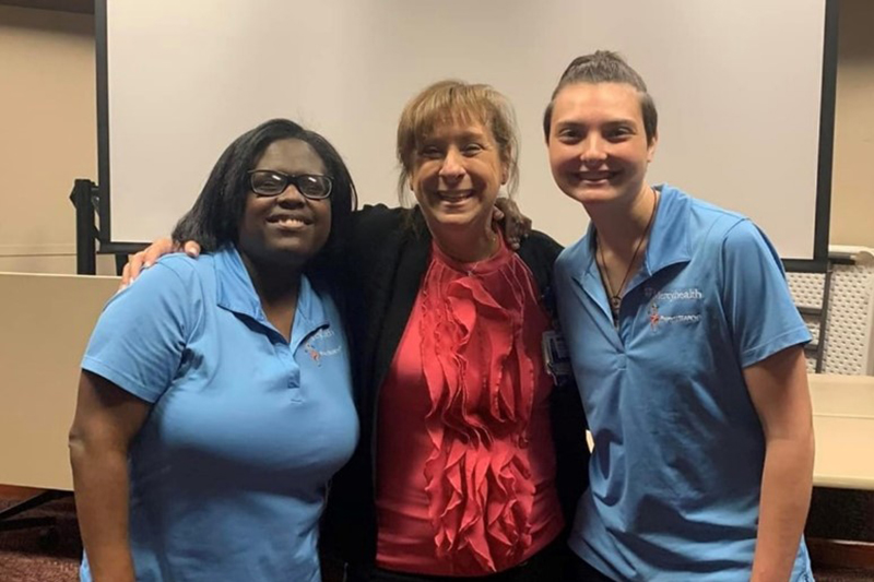 Mercyhealth Food Services Manager Shelly Anderson-Beatty (center) poses with her two favorite interns, Natash Davis (left) and Dominic Ommodt (right)