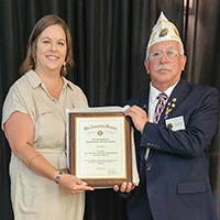 LVER Erin Rice receiving the American Legion LVER of the Year award